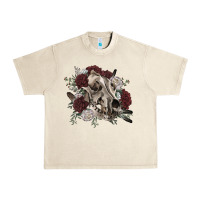 Sandshell Floral boho wolf skull Urban Heavy Tee - RanaPortraitStore