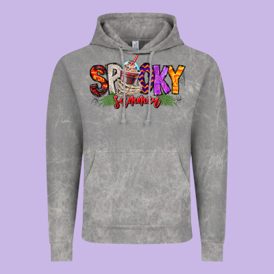 Spooky Summer Vibes Vintage Hoodie Designed By Cowhidedigitalart