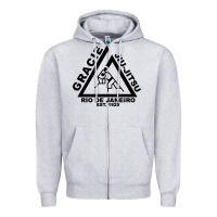 Heather Grey gracie jiu Zipper Hoodie - linhVisuals