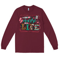 Burgundy Nurse life leopard frame Long Sleeve Tee - LillyAllenDesigns