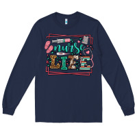 Navy Nurse life leopard frame Long Sleeve Tee - LillyAllenDesigns