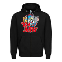 Black TOM AND JERRY CLASSIC Zipper Hoodie - linhVisuals