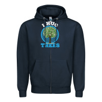 Navy i hug trees tree hugger environmentalist gift Zipper Hoodie - linhVisuals