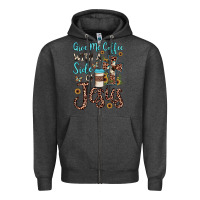 Charcoal Heather give me coffee with a side of jesus Zipper Hoodie - JahusDesignShop