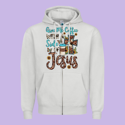 Give Me Coffee With A Side Of Jesus Zipper Hoodie Designed By Jahusdesignshop