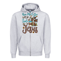 Heather Grey give me coffee with a side of jesus Zipper Hoodie - JahusDesignShop