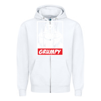 White grumpy funny Zipper Hoodie - linhVisuals