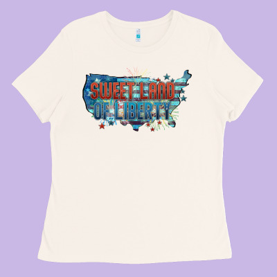 Sweet Land Of Liberty Ladies Tee Designed By Fadigitalartstudio