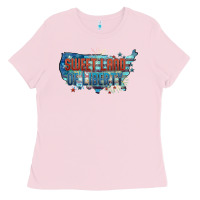 Bubblegum Pink Sweet land of liberty Ladies Tee - FaDigitalArtStudio