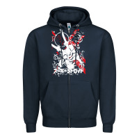Navy #metroid Zipper Hoodie - linhVisuals