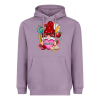 Lavender valentines day teacher gnome Heavyweight Hoodie - RanaPortraitStore
