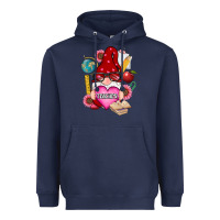 Navy valentines day teacher gnome Heavyweight Hoodie - RanaPortraitStore
