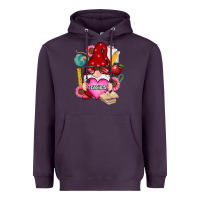Plum valentines day teacher gnome Heavyweight Hoodie - RanaPortraitStore
