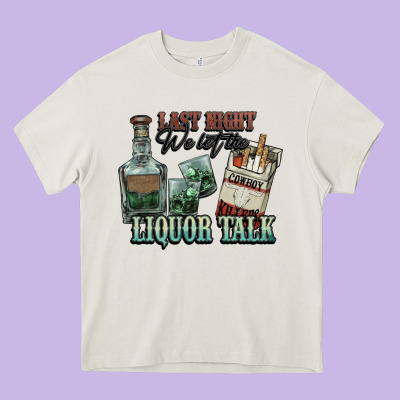 Last Night We Let The Liquor Talk Cowboy Heavy Core Tee Designed By Howdyjamesfarm