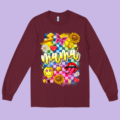 Mama Long Sleeve Tee Designed By Cowhidedigitalart