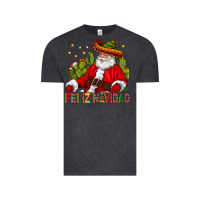 Vintage Black Feliz Navidad Santa With Cactus Vintage Tee - BundleAndBundleShop