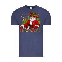 Vintage Denim Feliz Navidad Santa With Cactus Vintage Tee - BundleAndBundleShop