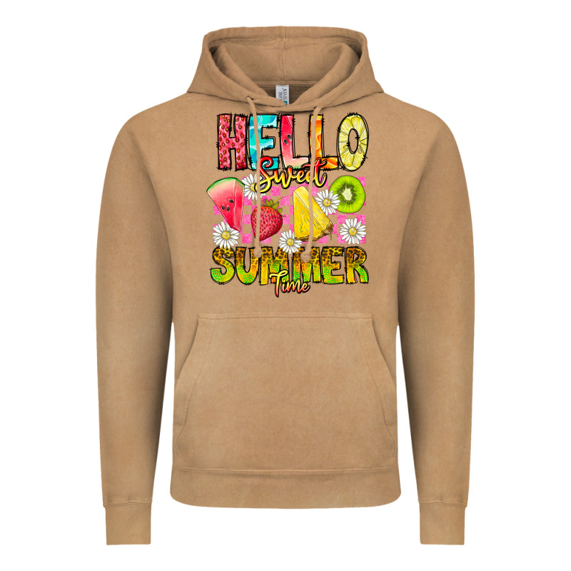 Hello Sweet Summer Time Vintage Hoodie by CowhideDigitalArt | Teevron