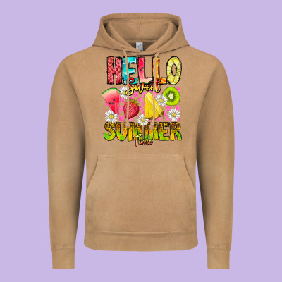 Hello Sweet Summer Time Vintage Hoodie Designed By Cowhidedigitalart