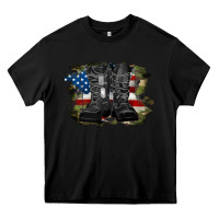 Black american flag with army boots Heavy Core Tee - RanaPortraitStore