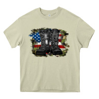Mossy american flag with army boots Heavy Core Tee - RanaPortraitStore