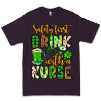 Plum St. Patrick's Safety first drink with a Nurse Premium Tee - OliviaCreatesArt