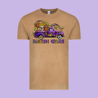 Mardi Gras Skull Truck Vintage Tee Designed By Fadigitalartstudio