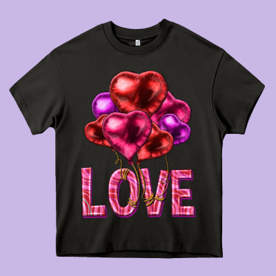 Love Heart Balloons Valentine's Day Heavy Core Tee Designed By Howdyjamesfarm