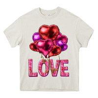 Cream Love heart balloons Valentine's Day Heavy Core Tee - HowdyJamesFarm
