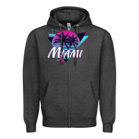Charcoal Heather miami beach souvenir vintage 80s Zipper Hoodie - linhVisuals