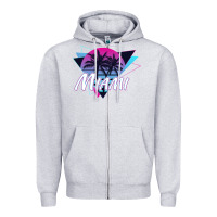 Heather Grey miami beach souvenir vintage 80s Zipper Hoodie - linhVisuals