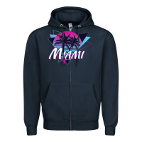 Navy miami beach souvenir vintage 80s Zipper Hoodie - linhVisuals
