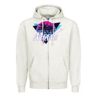Oatmeal Heather miami beach souvenir vintage 80s Zipper Hoodie - linhVisuals