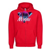 Red miami beach souvenir vintage 80s Zipper Hoodie - linhVisuals