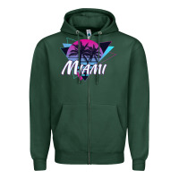Sports Green miami beach souvenir vintage 80s Zipper Hoodie - linhVisuals