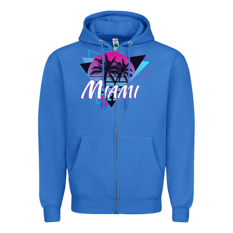 Miami Beach Souvenir Vintage 80s Zipper Hoodie by linhVisuals | Teevron