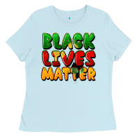 Baby Blue black lives matter Ladies Tee - FaDigitalArtStudio