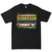Black sunflower aztec serape cowhide background Premium Tee - RanaPortraitStore