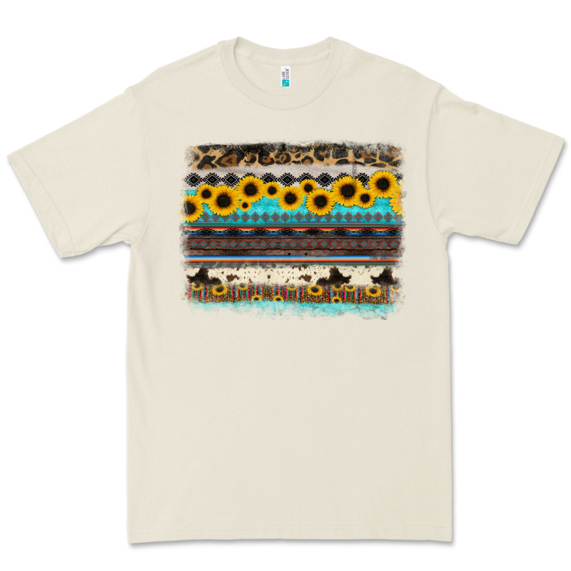 Sunflower Aztec Serape Cowhide Background Premium Tee by RanaPortraitStore | Teevron