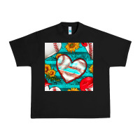 Baseball Hearts And Sunflowers With Turquoise Gemstone Seamless Patter Urban Heavy Tee | Teevron
