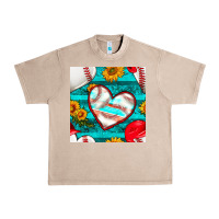 French Oak baseball hearts and sunflowers with turquoise gemstone seamless patter Urban Heavy Tee - BundleAndBundleShop