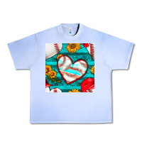 Grape Ice baseball hearts and sunflowers with turquoise gemstone seamless patter Urban Heavy Tee - BundleAndBundleShop