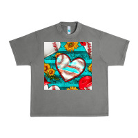 Tornado baseball hearts and sunflowers with turquoise gemstone seamless patter Urban Heavy Tee - BundleAndBundleShop