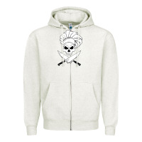 Oatmeal Heather chef skull and crossbones knives halloween Zipper Hoodie - linhVisuals