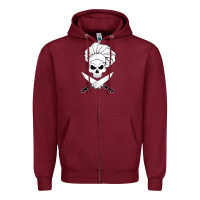 Burgundy chef skull and crossbones knives halloween Zipper Hoodie - linhVisuals