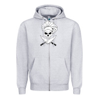 Heather Grey chef skull and crossbones knives halloween Zipper Hoodie - linhVisuals