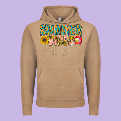 Summer Vibes Vintage Hoodie Designed By Cowhidedigitalart