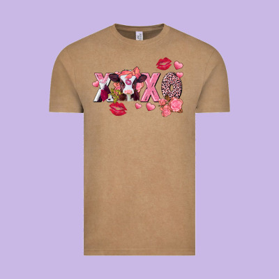Xoxo Baby Cow Valentine's Day Vintage Tee Designed By Fadigitalartstudio