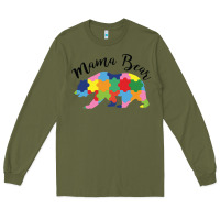 Army Green mama bear Long Sleeve Tee - CowhideDigitalArt