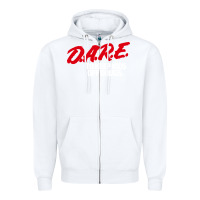 White d.a.r.e Zipper Hoodie - linhVisuals